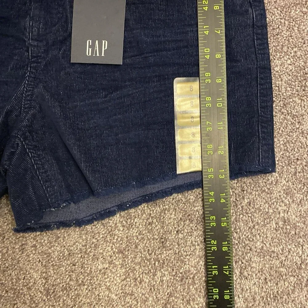 GAP Women's Corduroy Shorts 4 inch Blue Raw Edge Hem Cut Off Size 8 - NWT $49.95